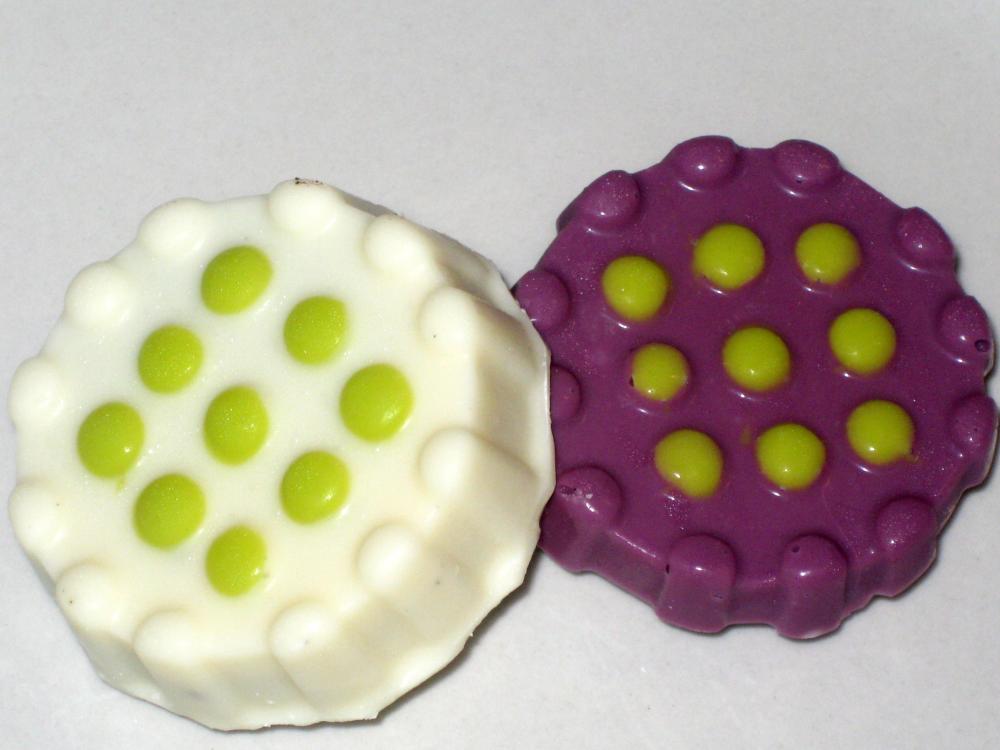 Purple Lime Oreos - 1 Dozen (12) Chocolate Candy Dipped Covered Green Halloween Polka Dot Cookies White