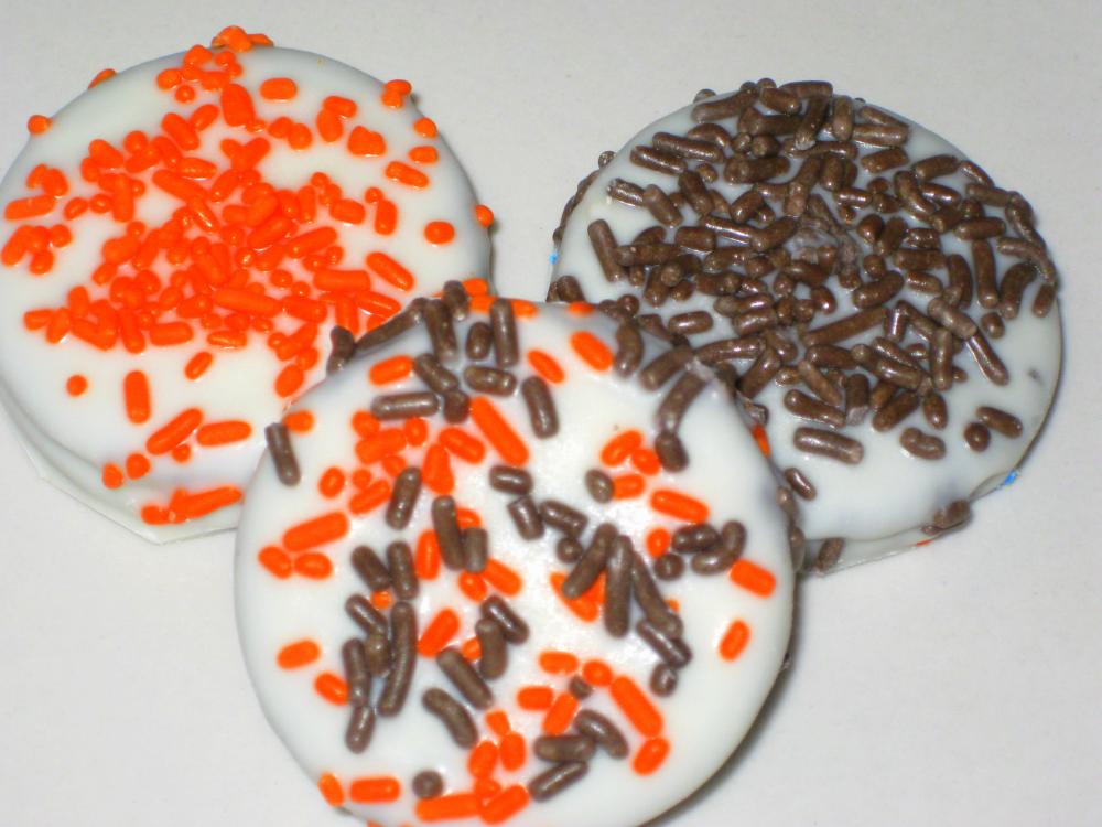 Orange Brown Oreos - 1 Dozen (12) Chocolate Candy Covered Dipped Cookies Edible Party Favors Wedding Birthday